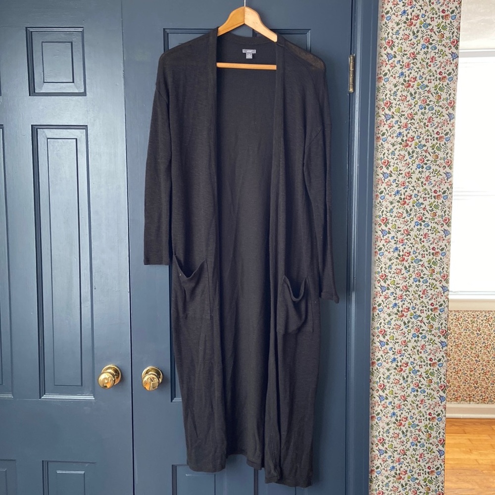 Aerie duster cardigan size small grey/green